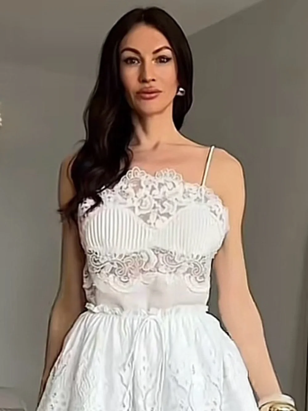 H&M STUDIO COLLECTION SPRING 2026 NWT WHITE LINEN-BLEND LACE-DETAIL TOP - Picture 11 of 13